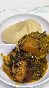 Bitter leaf soup, swallow with Goatmeat